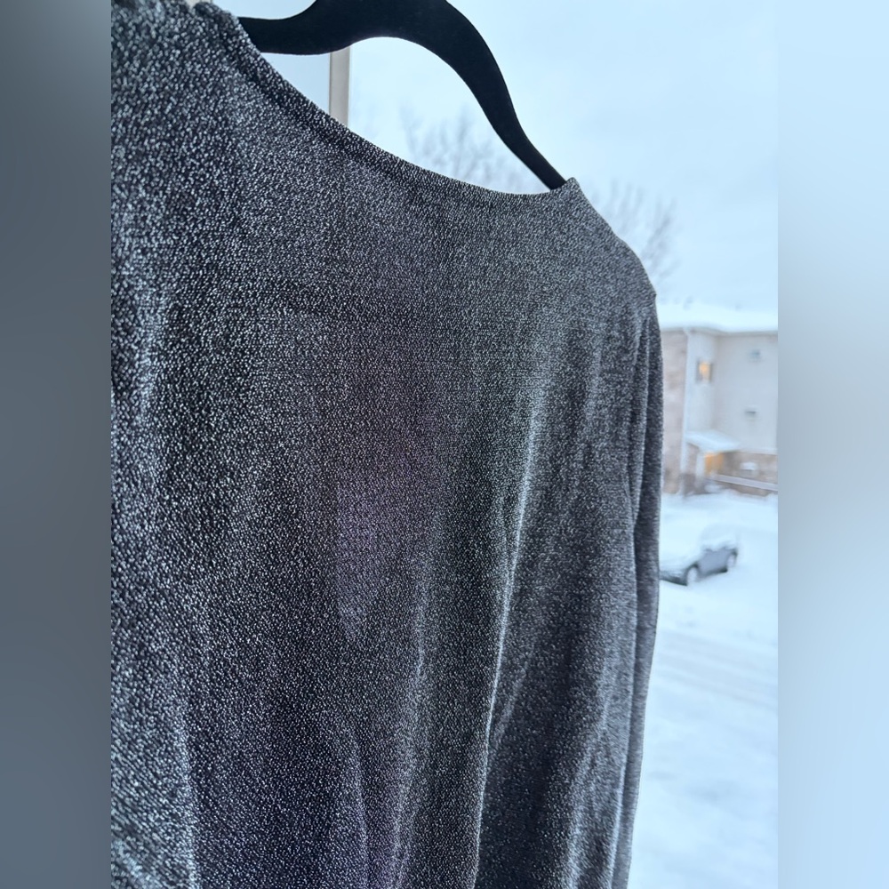 🆕✨ Steve Madden Metallic Silver Wrap Bodysuit Top Long Sleeve Party Size L Chic - Picture 7 of 15